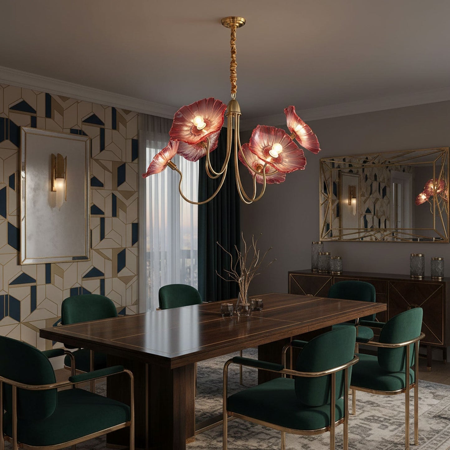 Nara Frosted Glass Lotus Leaf Chandelier