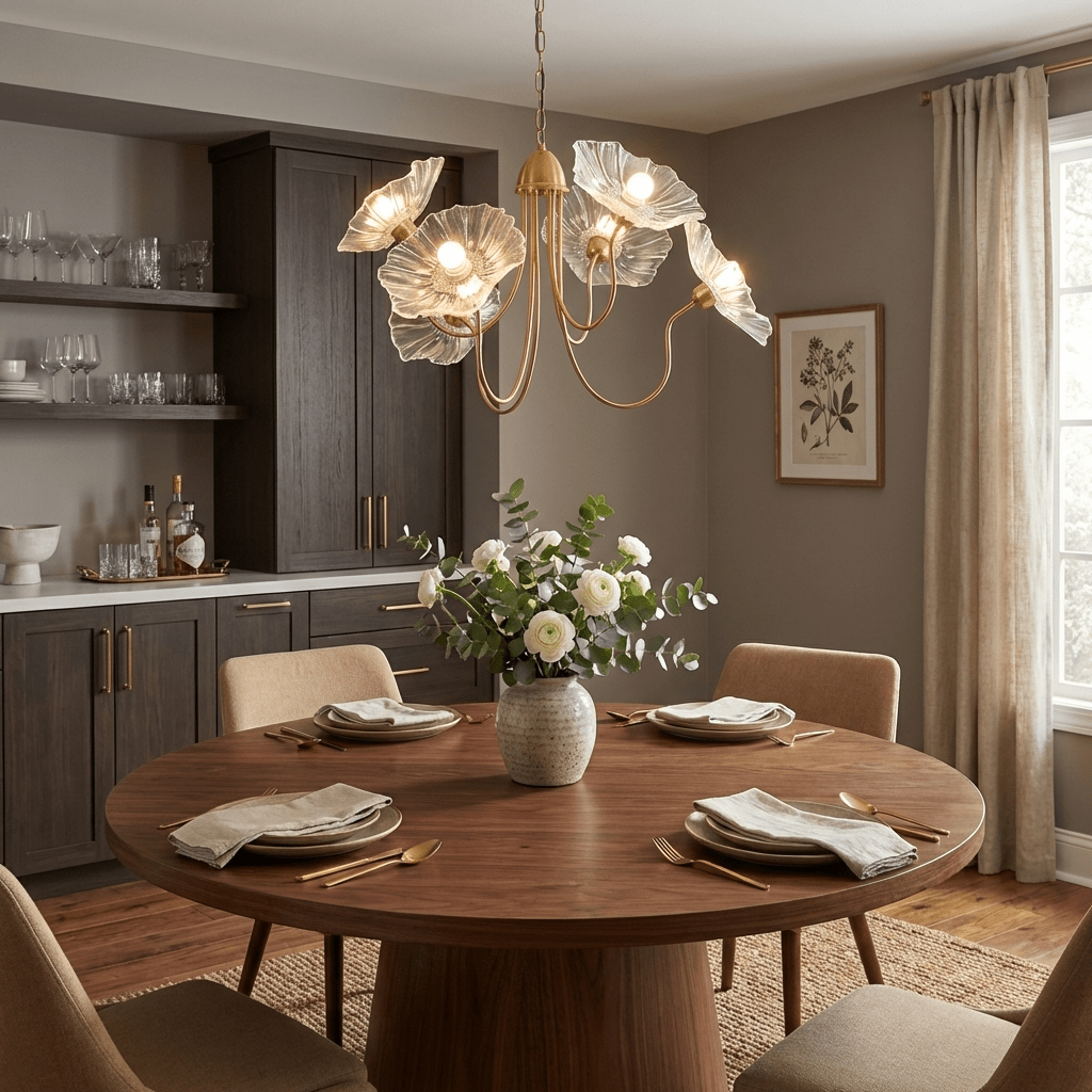 Nara Frosted Glass Lotus Leaf Chandelier