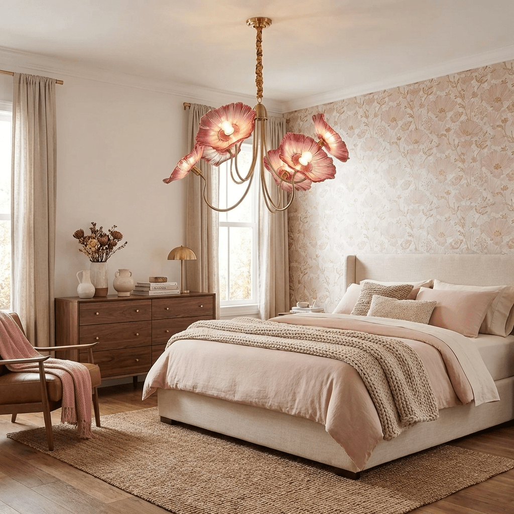 Nara Frosted Glass Lotus Leaf Chandelier