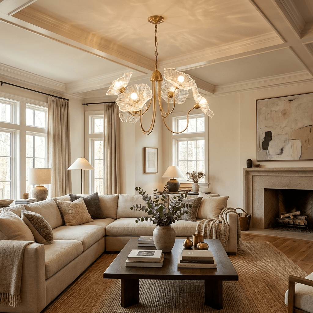 Nara Frosted Glass Lotus Leaf Chandelier
