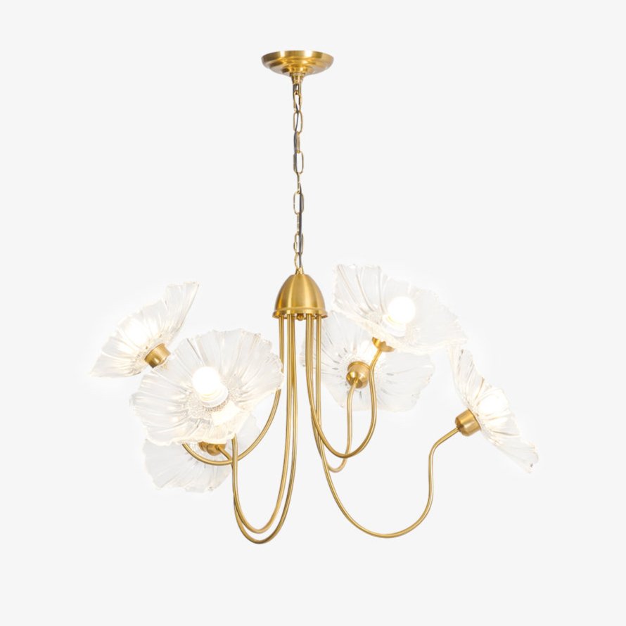 Nara Frosted Glass Lotus Leaf Chandelier