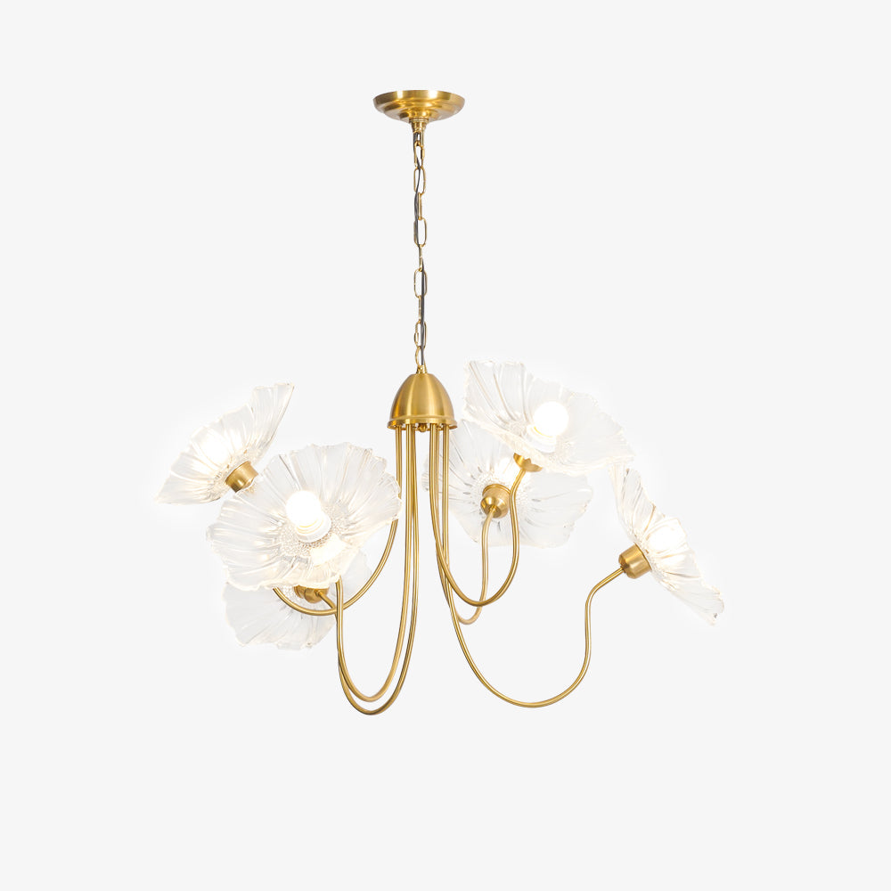 Nara Frosted Glass Lotus Leaf Chandelier