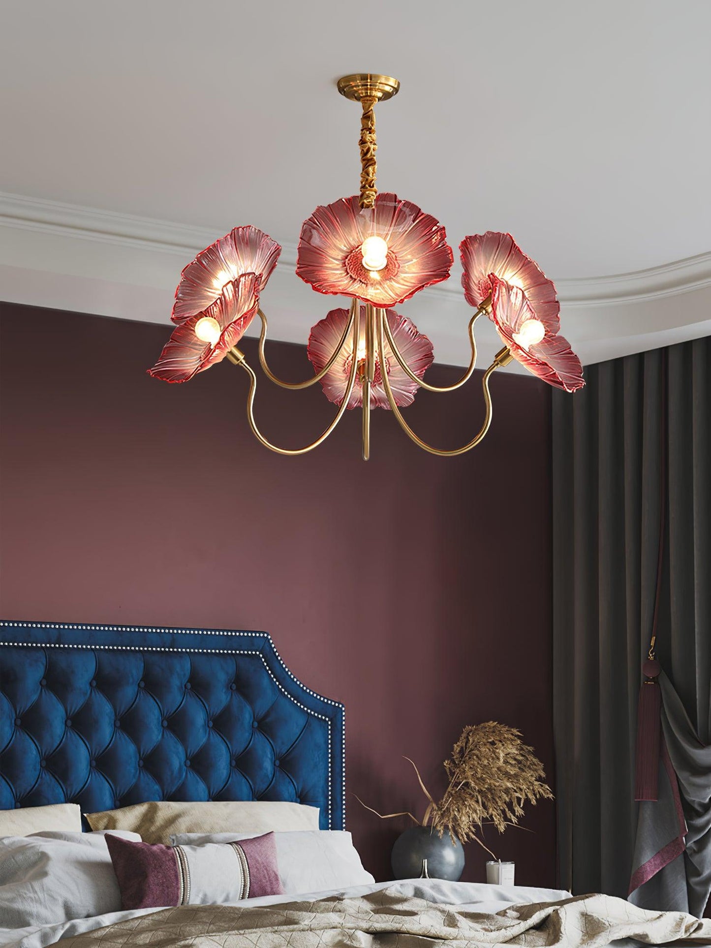 Nara Frosted Glass Lotus Leaf Chandelier