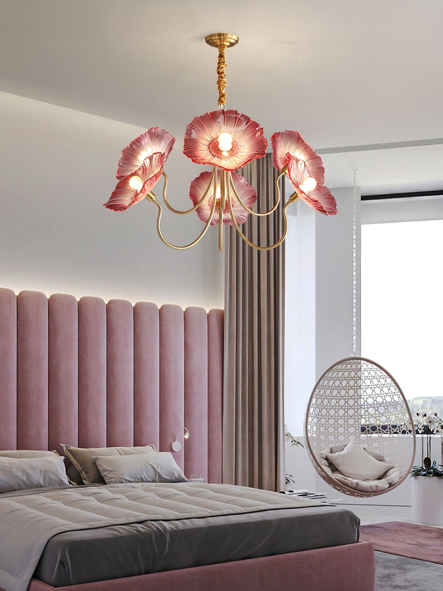 Nara Frosted Glass Lotus Leaf Chandelier