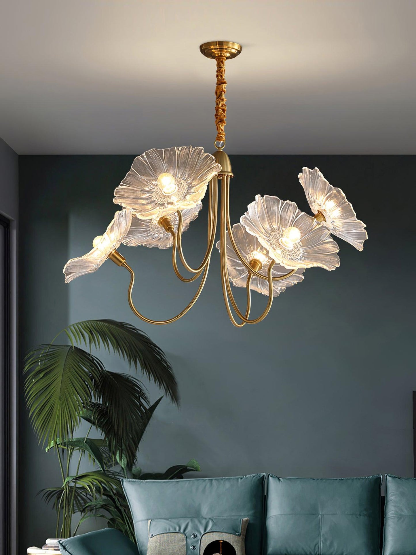 Nara Frosted Glass Lotus Leaf Chandelier