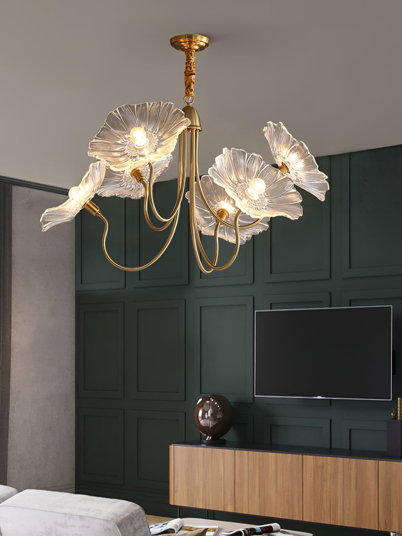 Nara Frosted Glass Lotus Leaf Chandelier