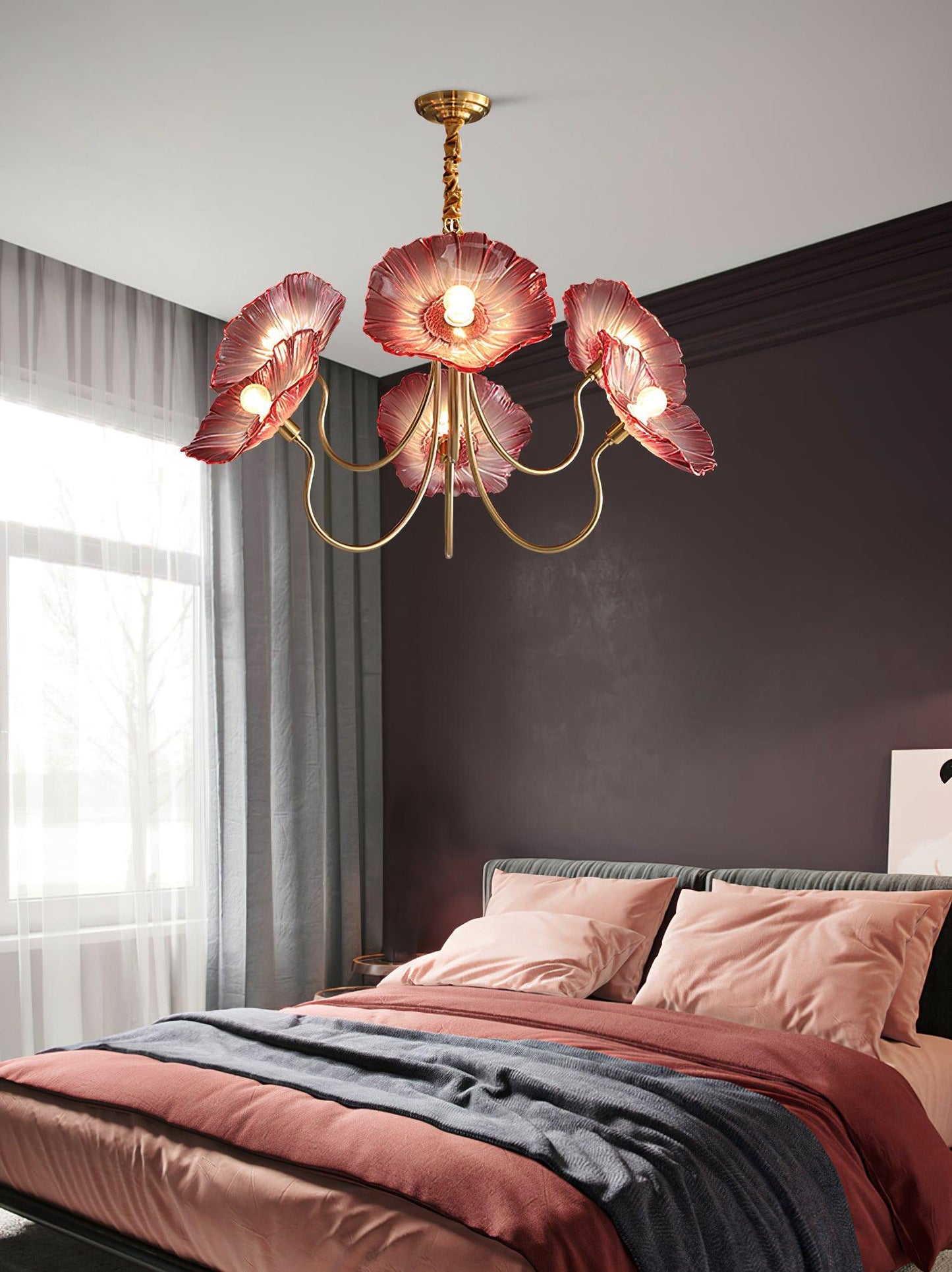 Nara Frosted Glass Lotus Leaf Chandelier