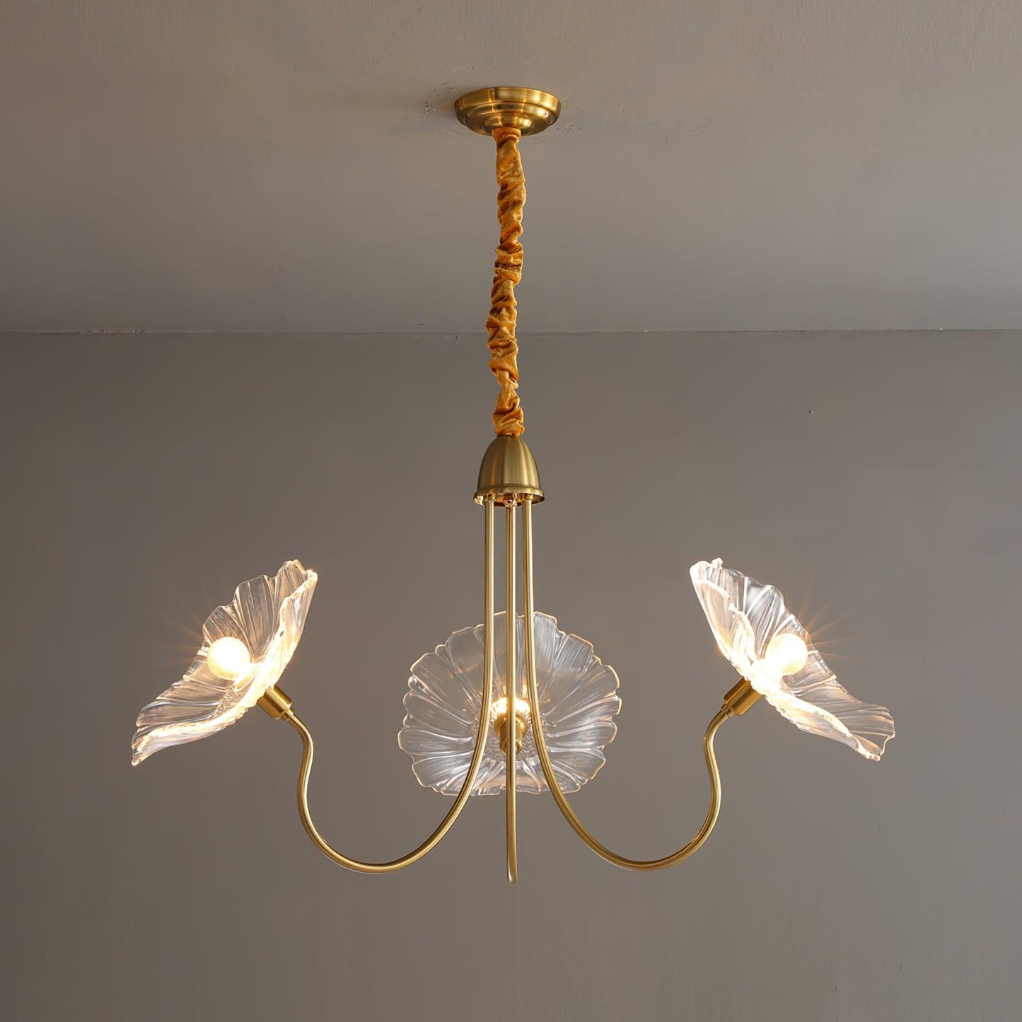 Nara Frosted Glass Lotus Leaf Chandelier