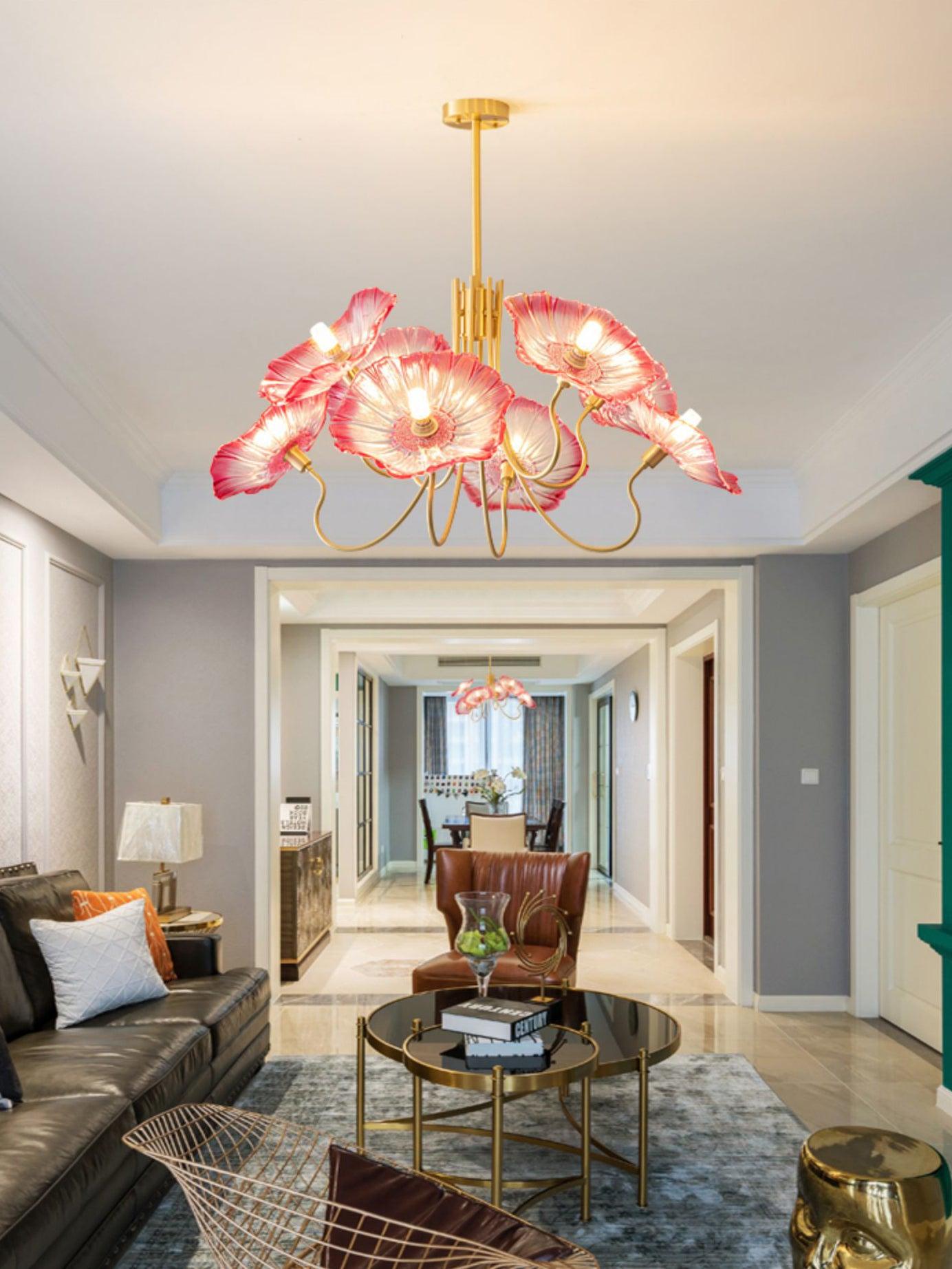 Nara Frosted Glass Lotus Leaf Chandelier