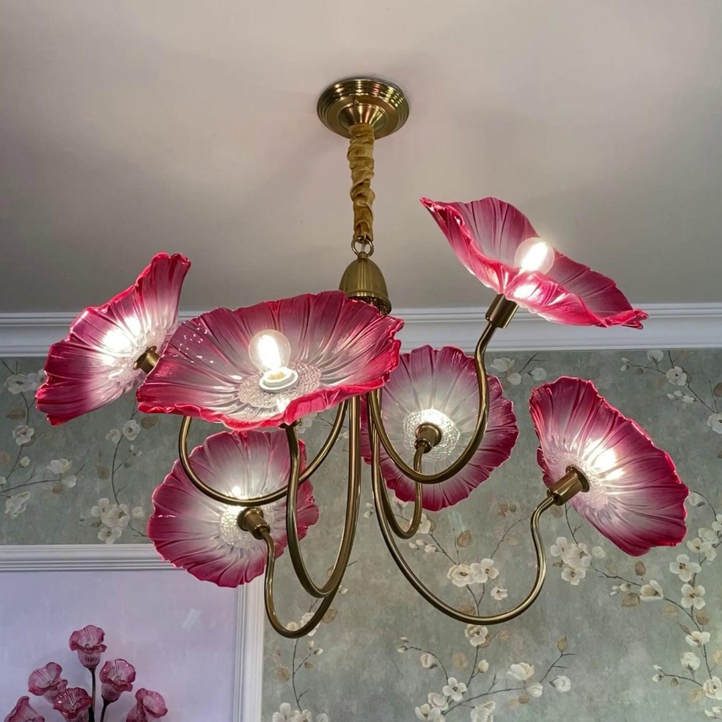 Nara Frosted Glass Lotus Leaf Chandelier