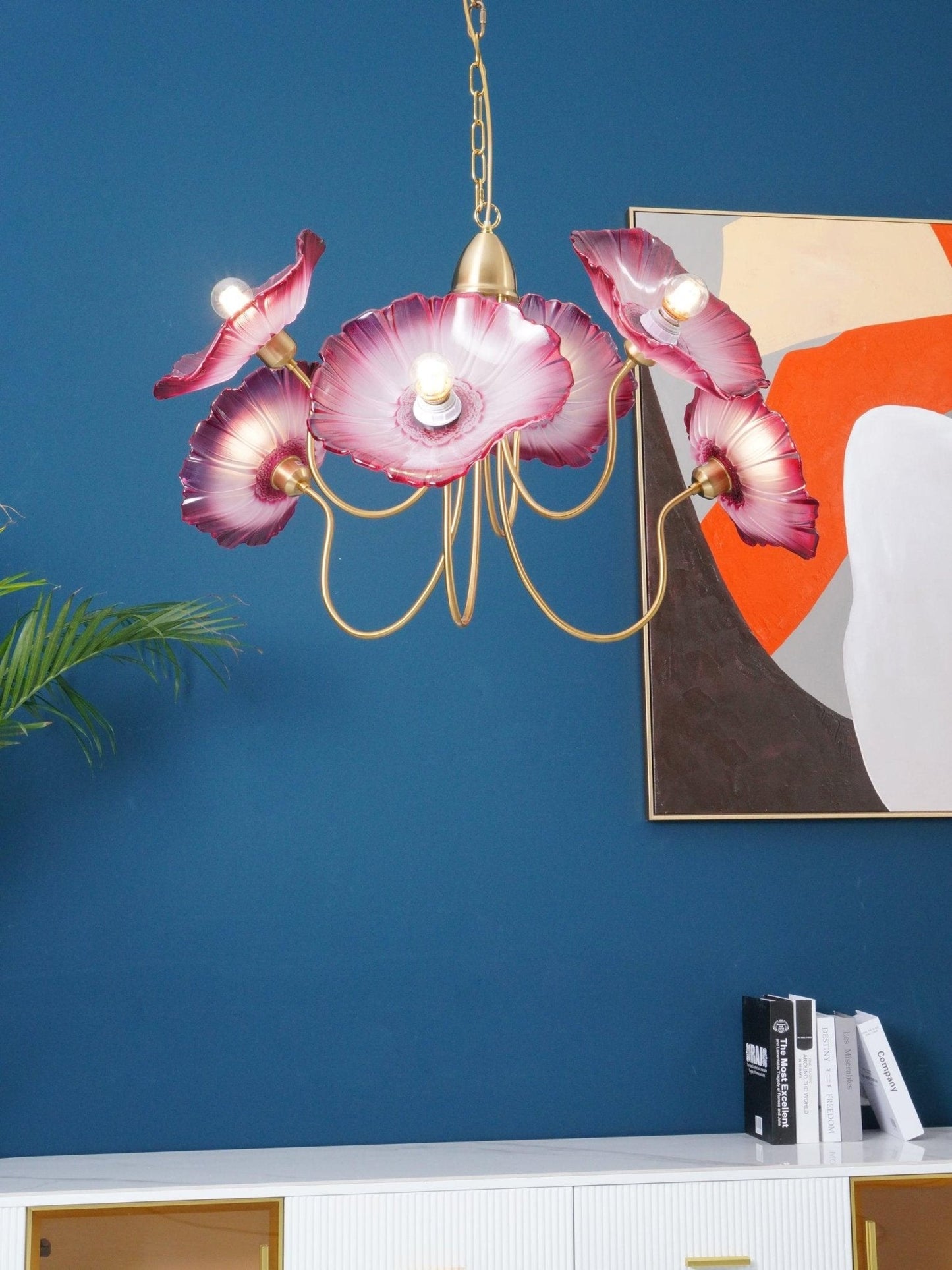 Nara Frosted Glass Lotus Leaf Chandelier