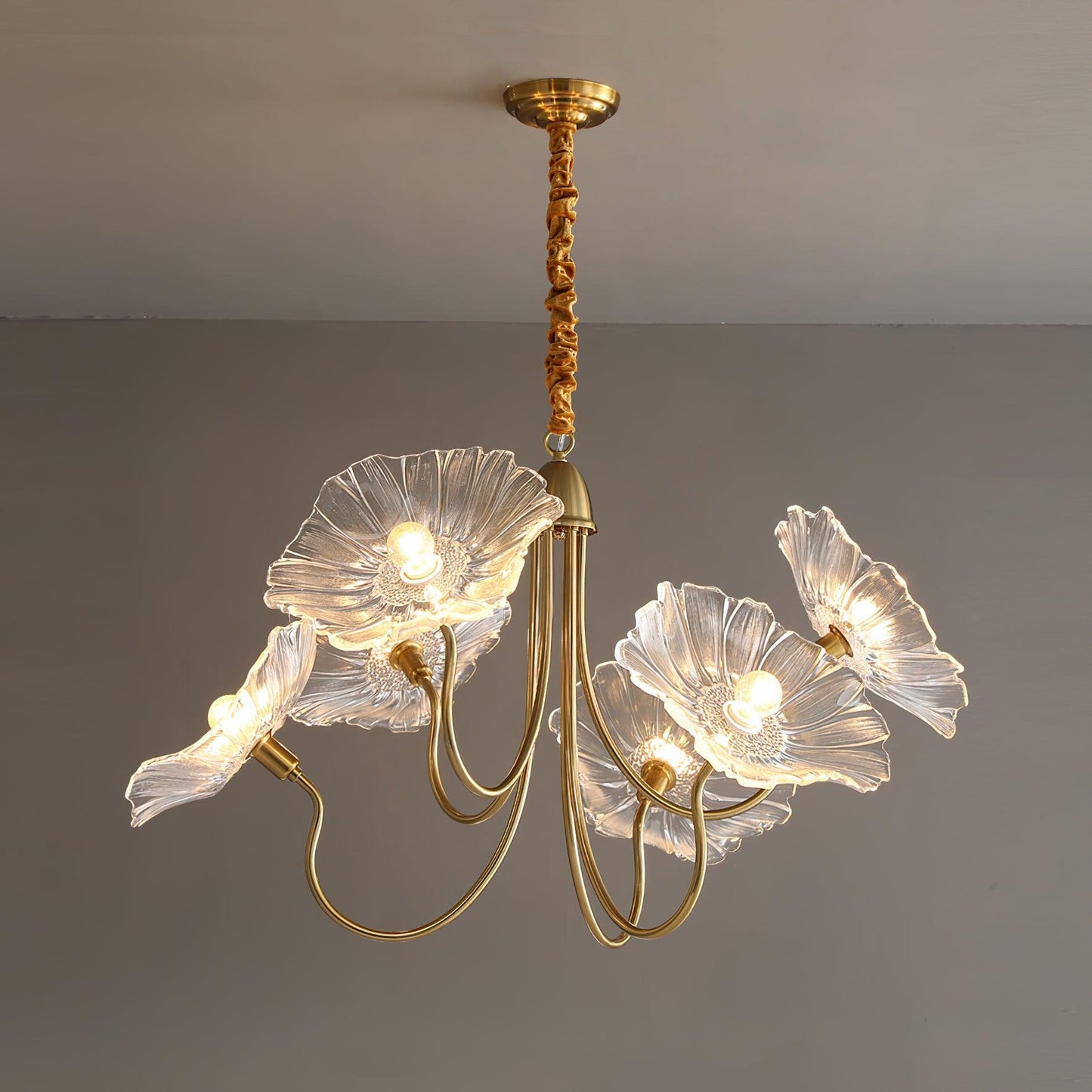 Nara Frosted Glass Lotus Leaf Chandelier