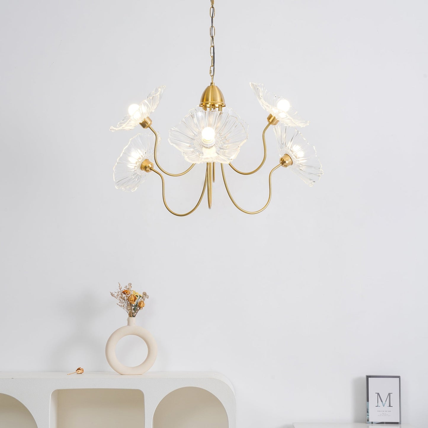 Nara Frosted Glass Lotus Leaf Chandelier