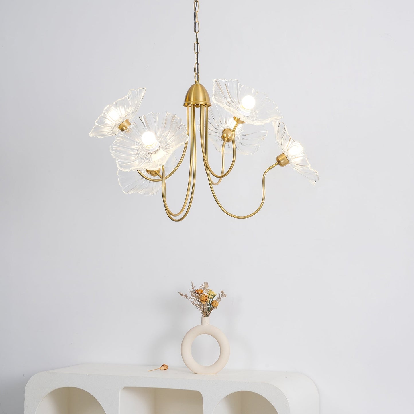 Nara Frosted Glass Lotus Leaf Chandelier