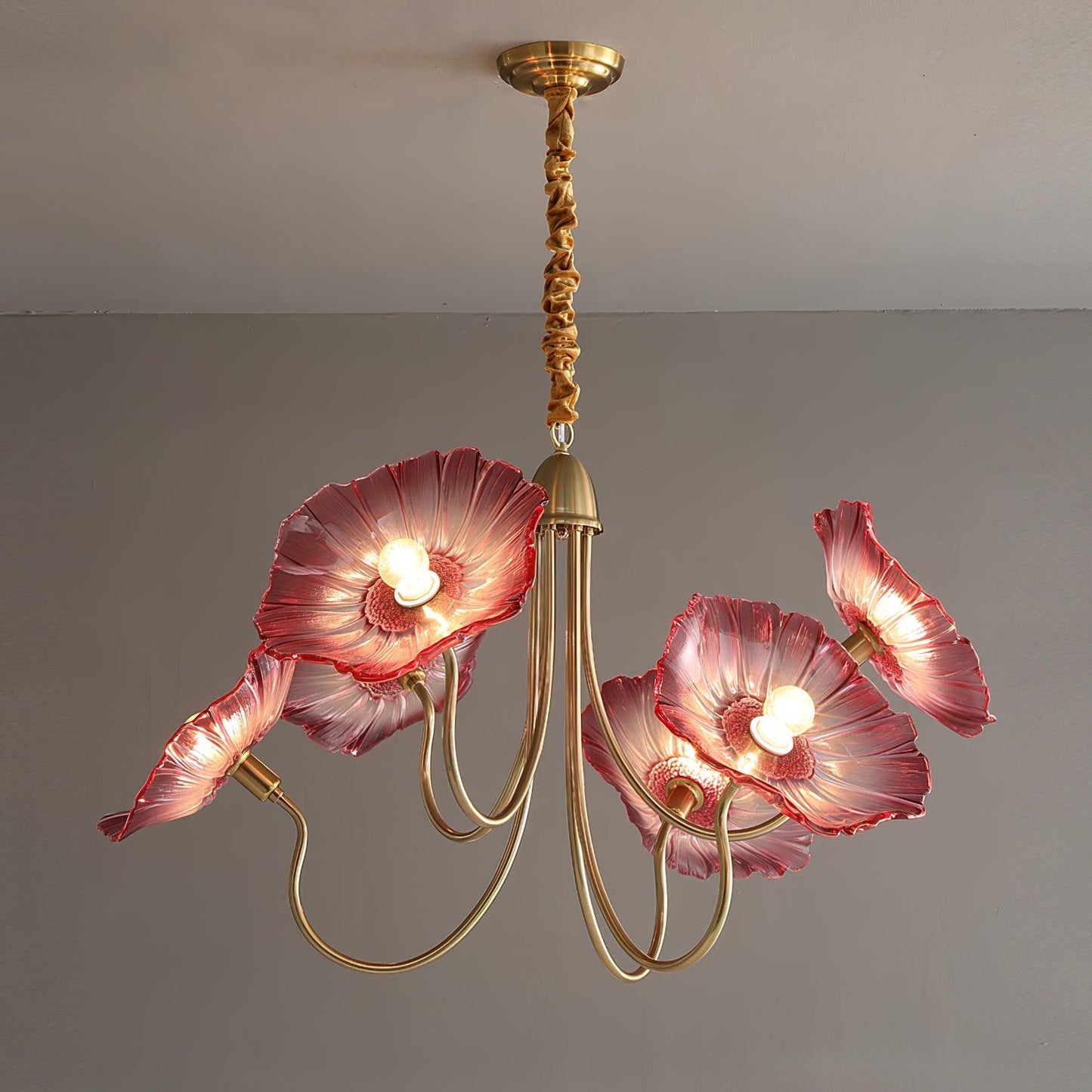 Nara Frosted Glass Lotus Leaf Chandelier