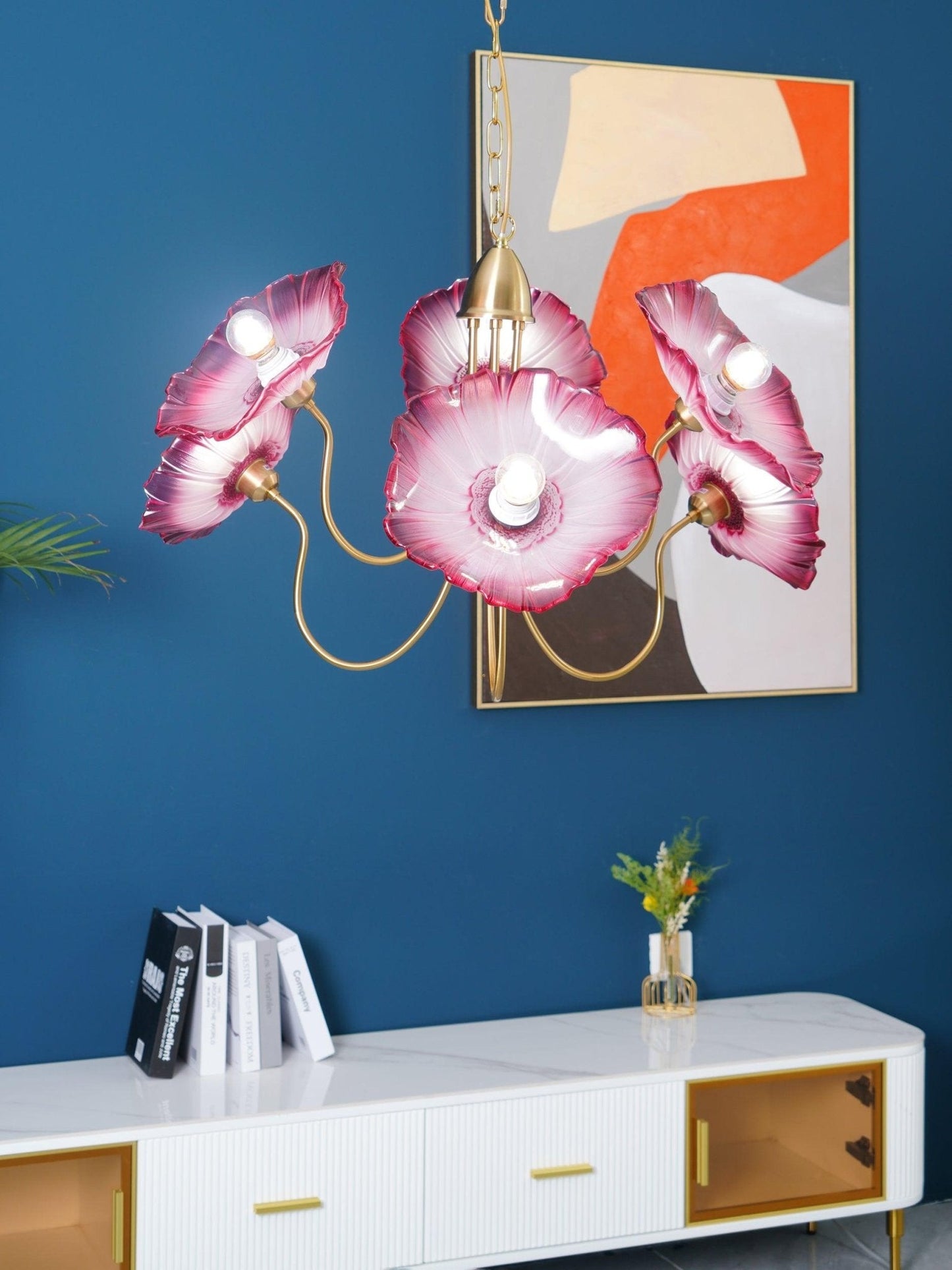 Nara Frosted Glass Lotus Leaf Chandelier