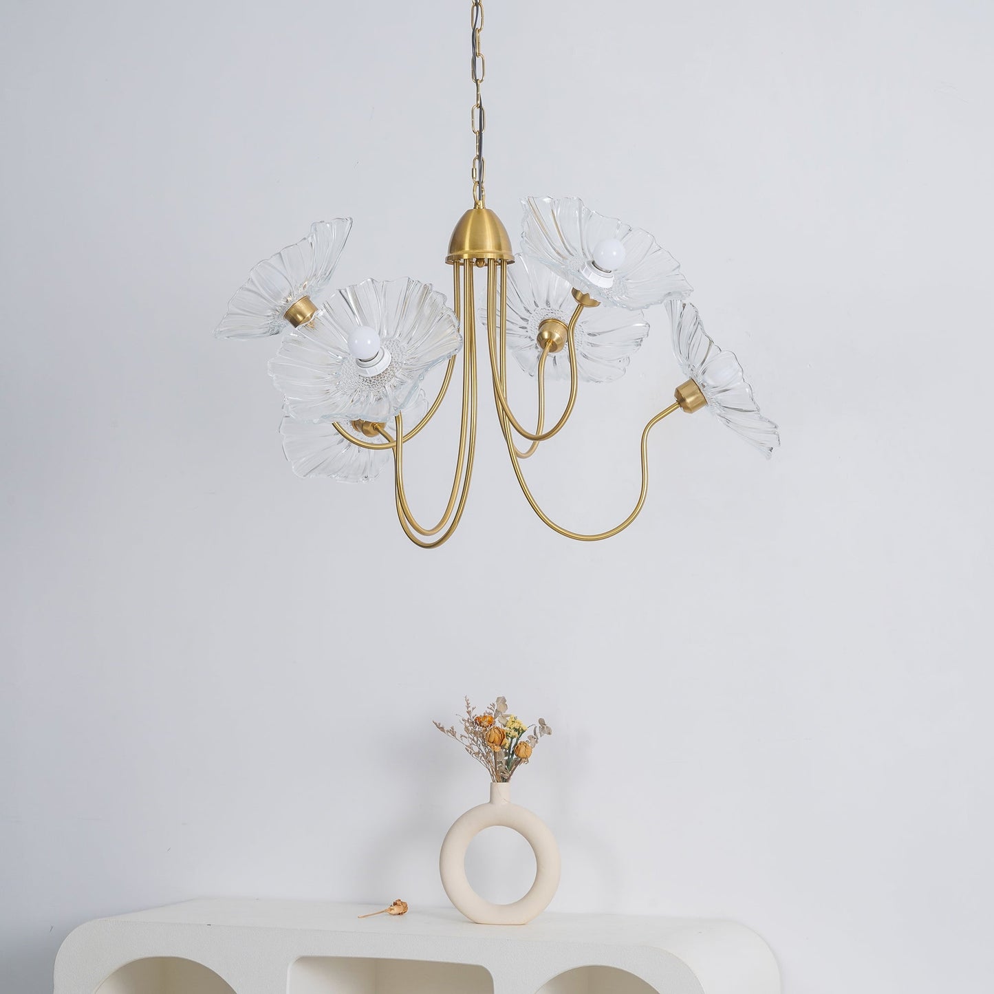 Nara Frosted Glass Lotus Leaf Chandelier