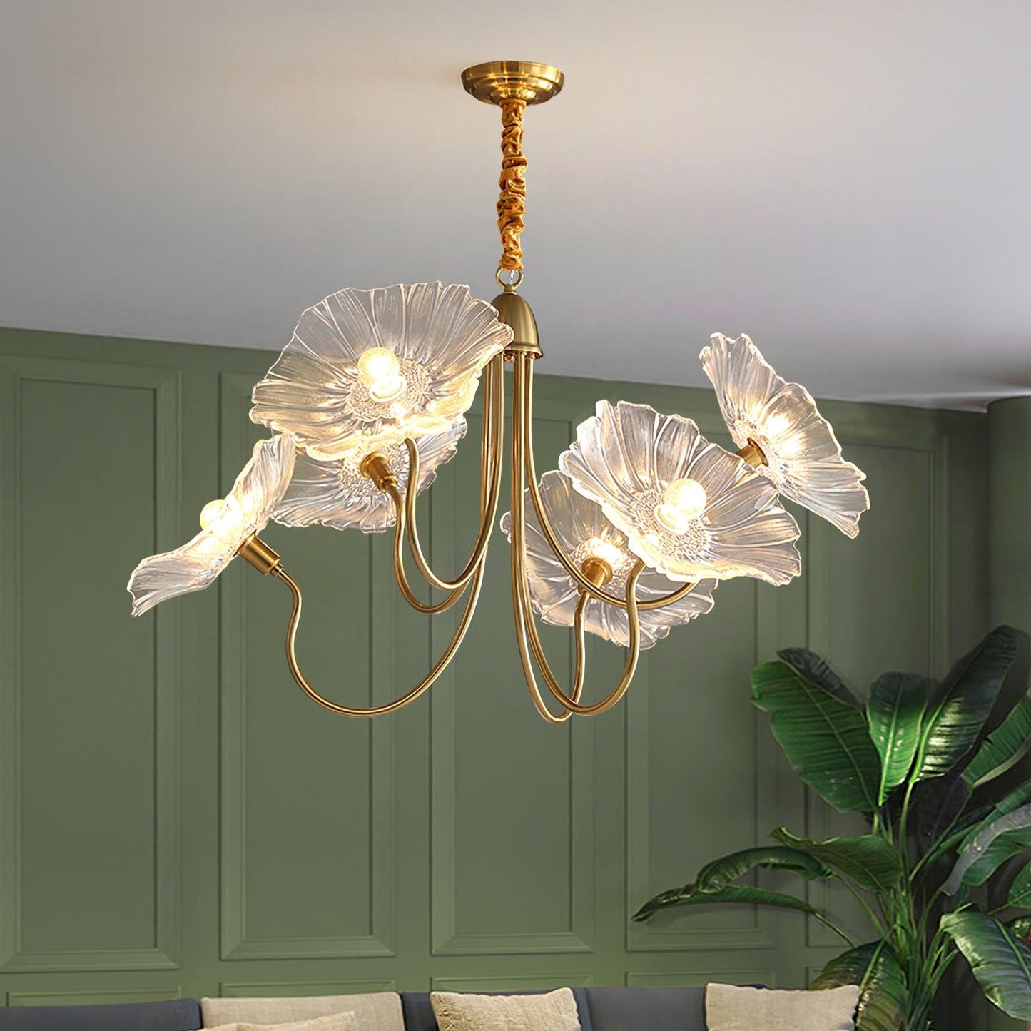 Nara Frosted Glass Lotus Leaf Chandelier