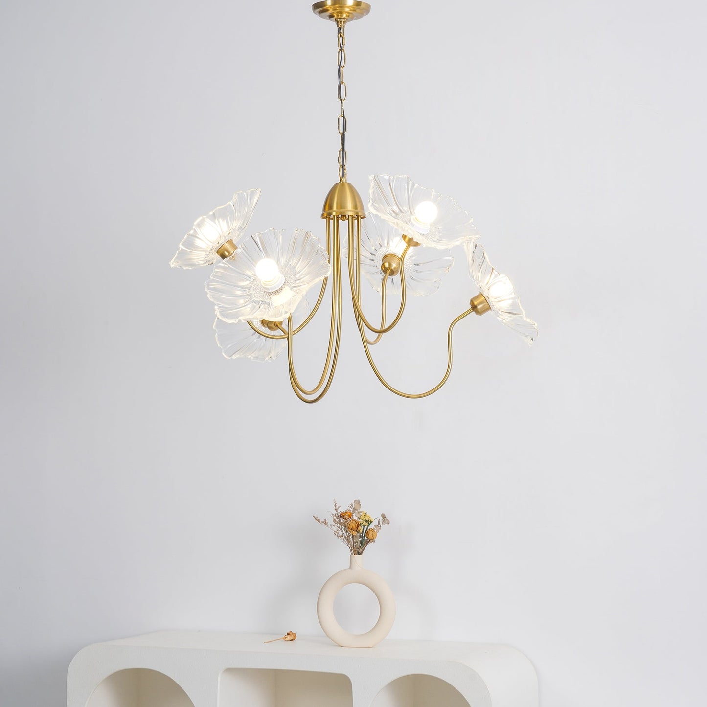 Nara Frosted Glass Lotus Leaf Chandelier