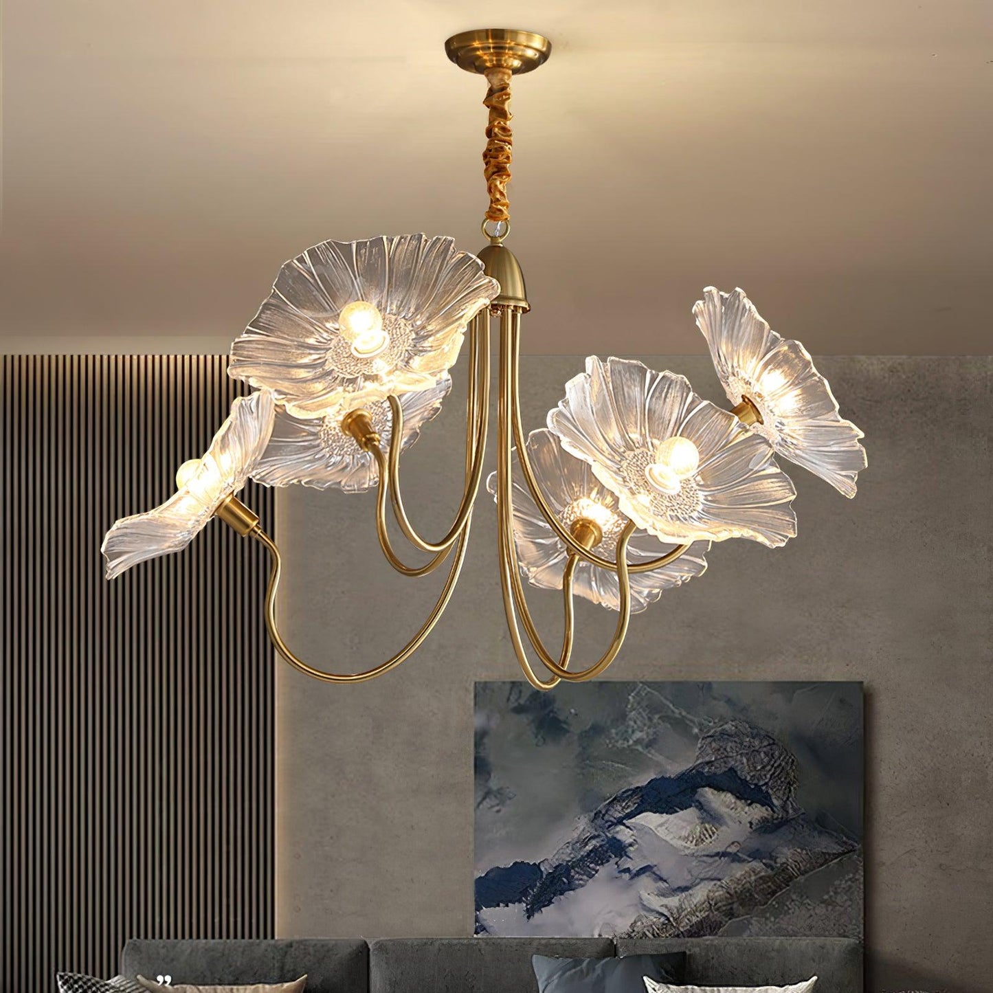 Nara Frosted Glass Lotus Leaf Chandelier