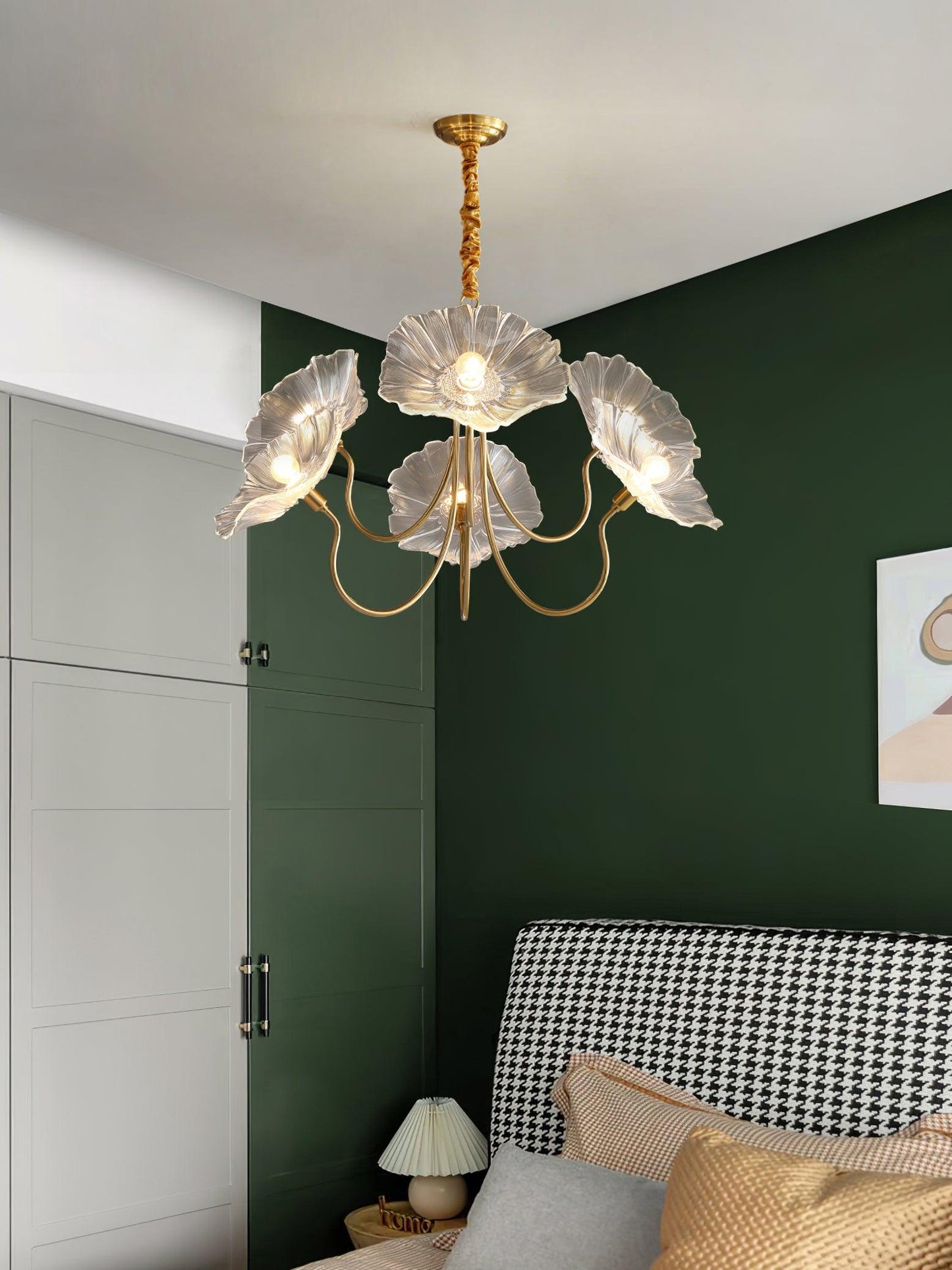 Nara Frosted Glass Lotus Leaf Chandelier