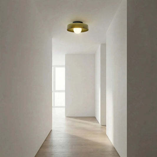 Hand-Blown Glass Flush Mount Ceiling Light — Vintage Dome Shade Ceiling Lamp — Hallway Ceiling Light, Kitchen Ceiling Light — Bedroom and Entryway Glass Fixture Erbstuk