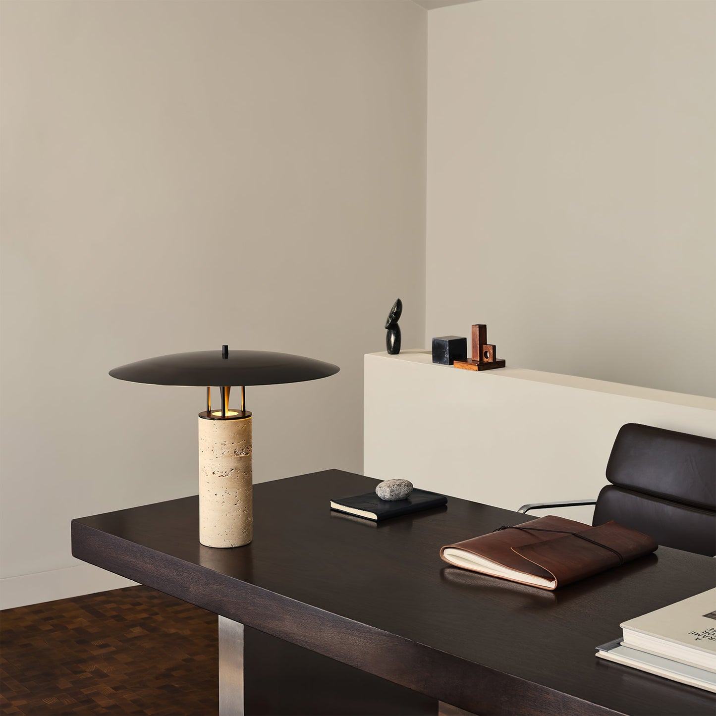 Travertine Disc Table Lamp