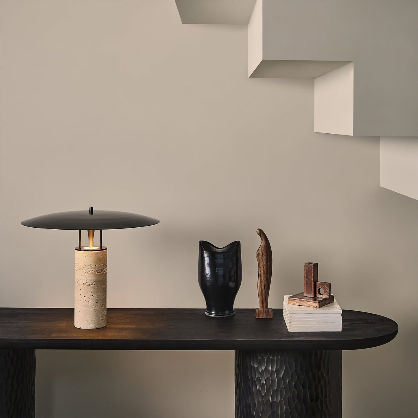 Travertine Disc Table Lamp