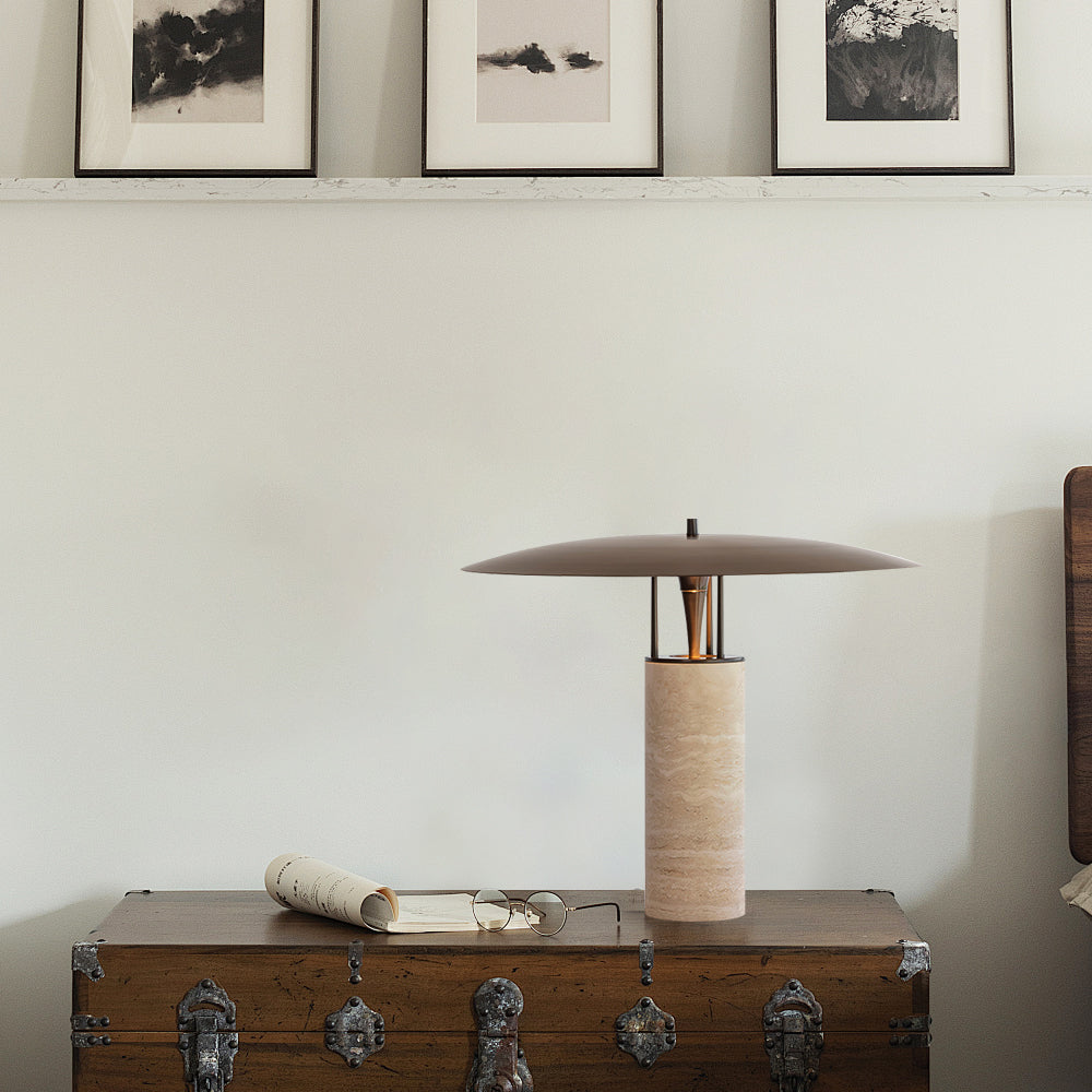 Travertine Disc Table Lamp