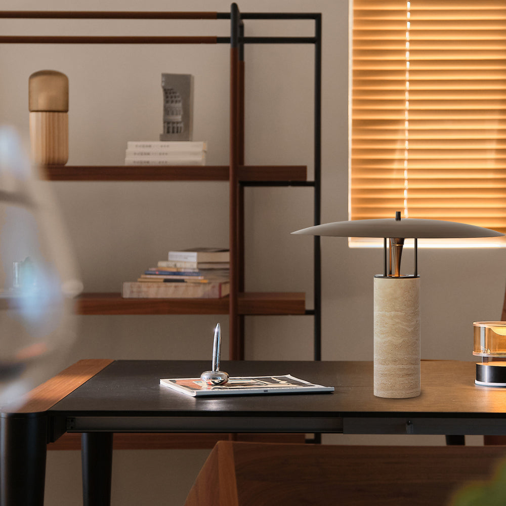Travertine Disc Table Lamp
