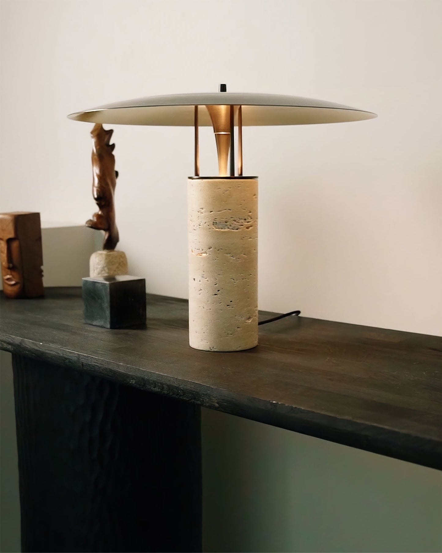 Travertine Disc Table Lamp
