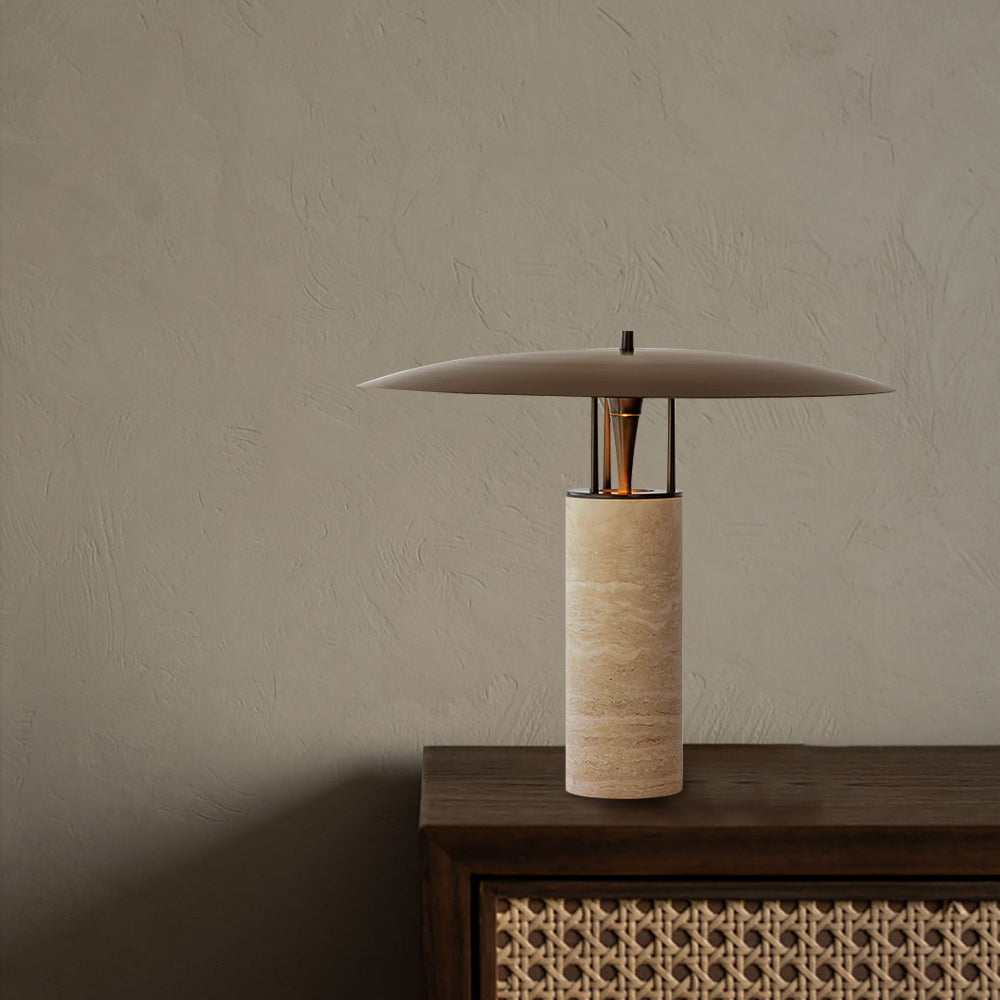 Travertine Disc Table Lamp