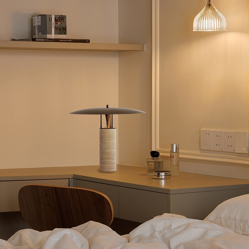 Travertine Disc Table Lamp