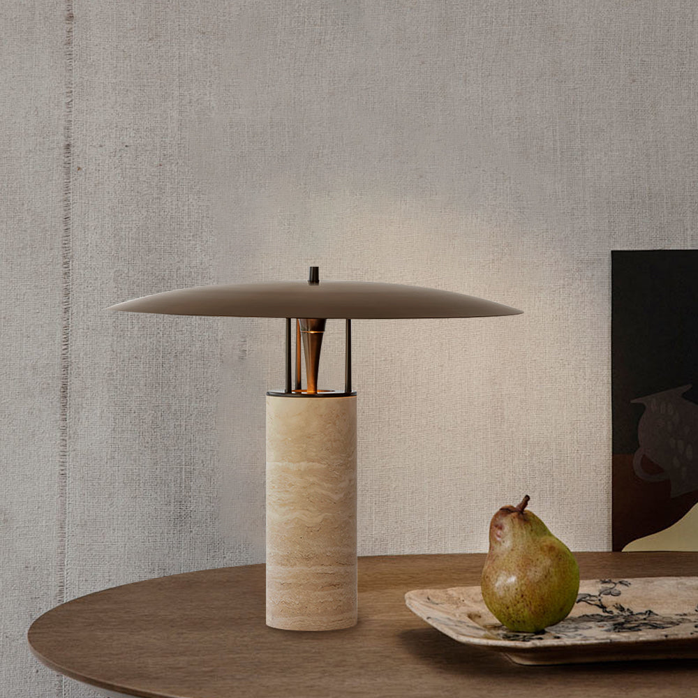 Travertine Disc Table Lamp