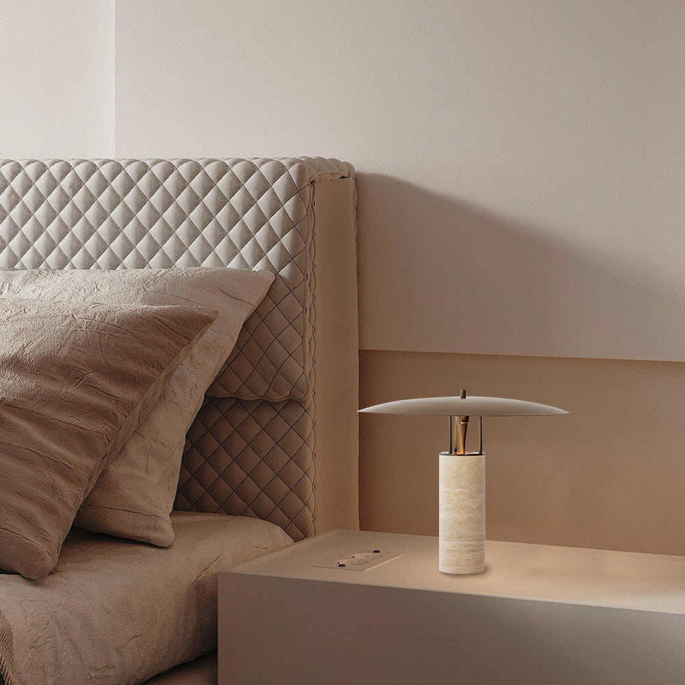 Travertine Disc Table Lamp