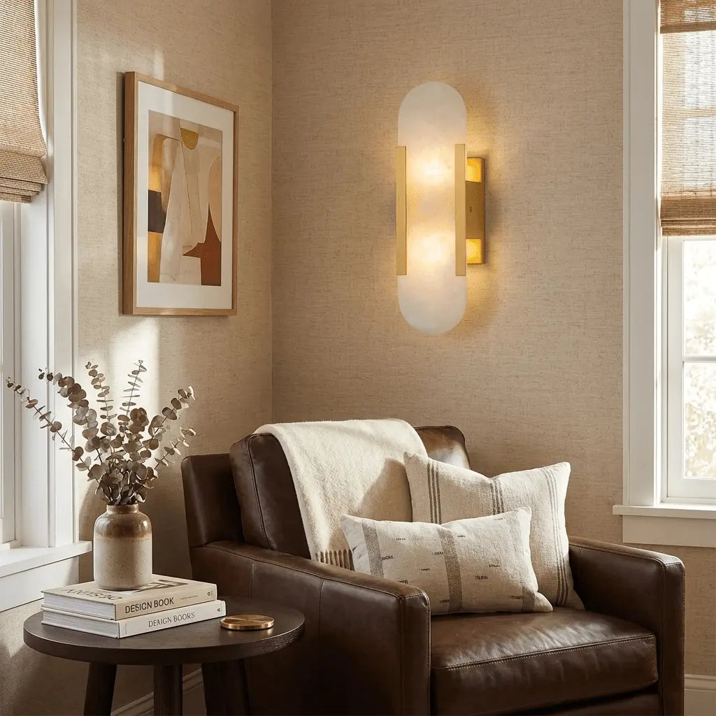 D. Oblong Alabaster Wall Sconce Erbstuk