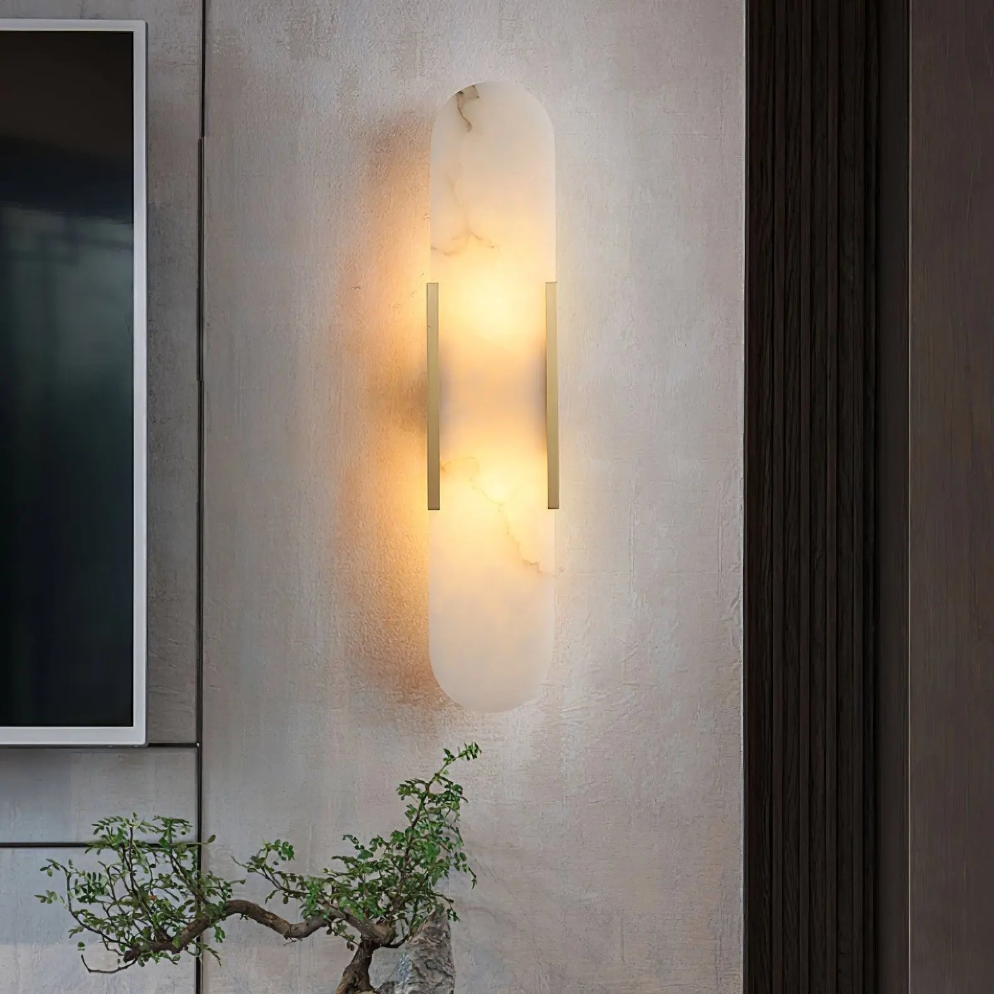 D. Oblong Alabaster Wall Sconce Erbstuk