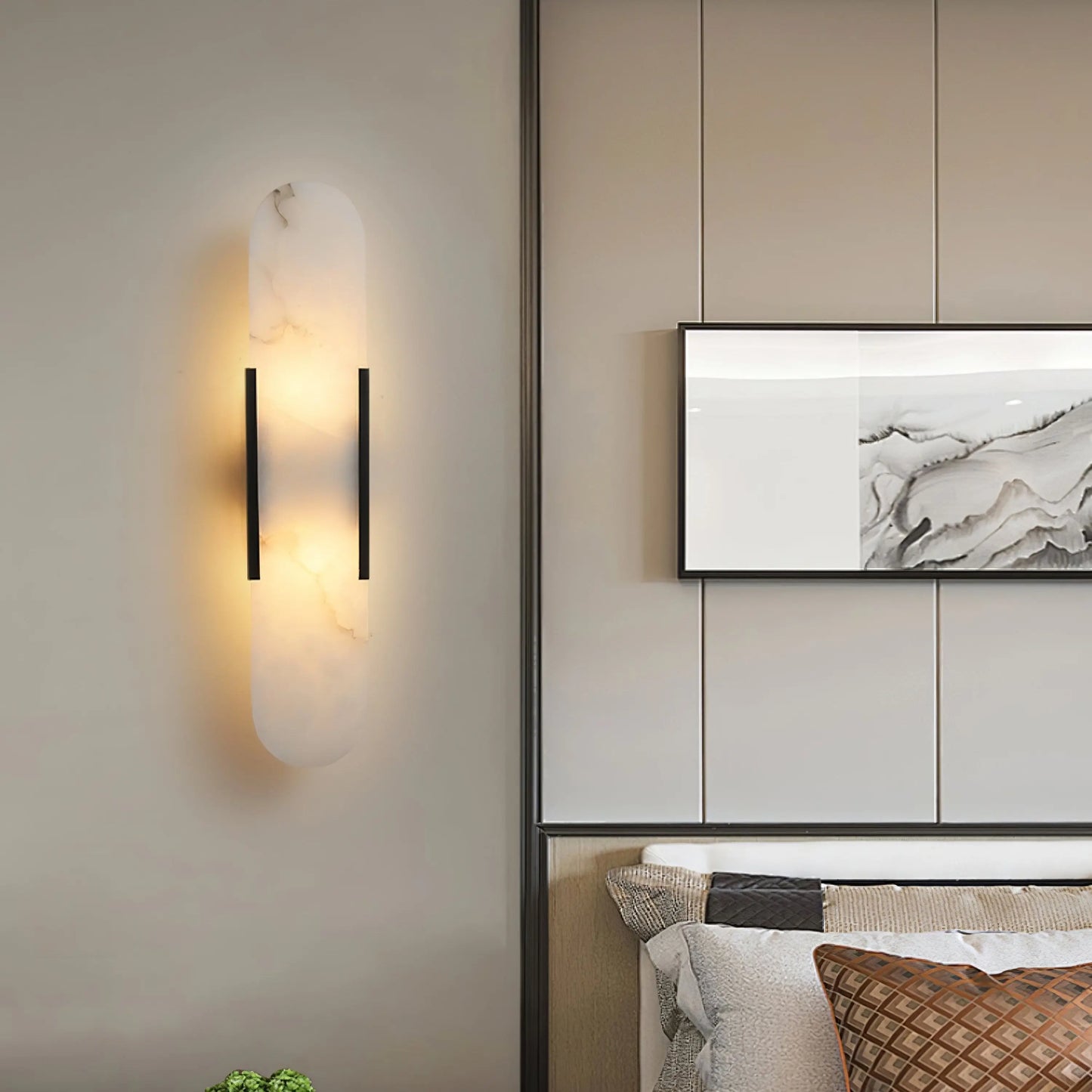 D. Oblong Alabaster Wall Sconce Erbstuk