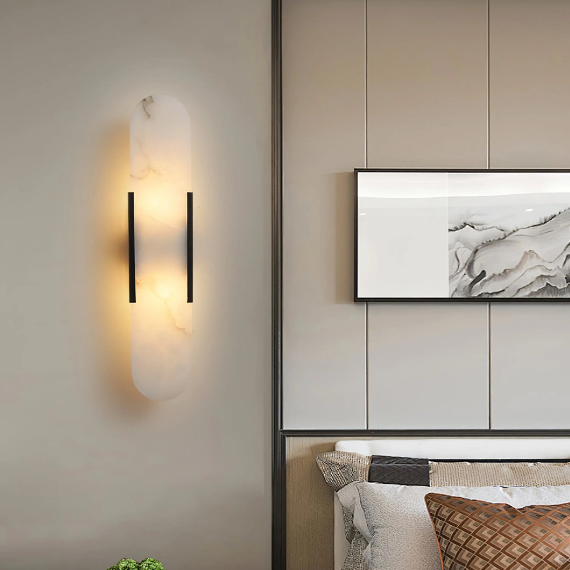D. Oblong Alabaster Wall Sconce Erbstuk