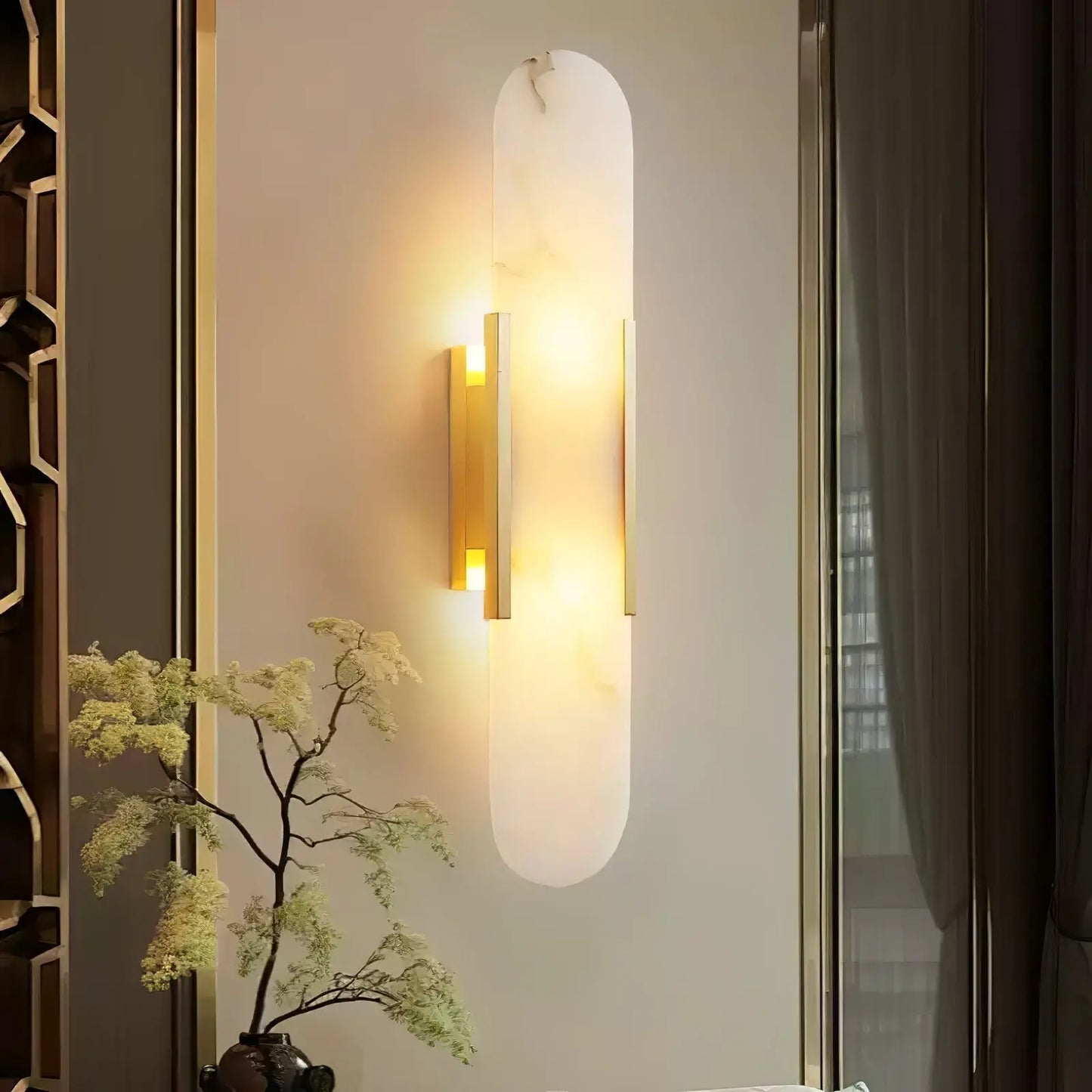 D. Oblong Alabaster Wall Sconce Erbstuk