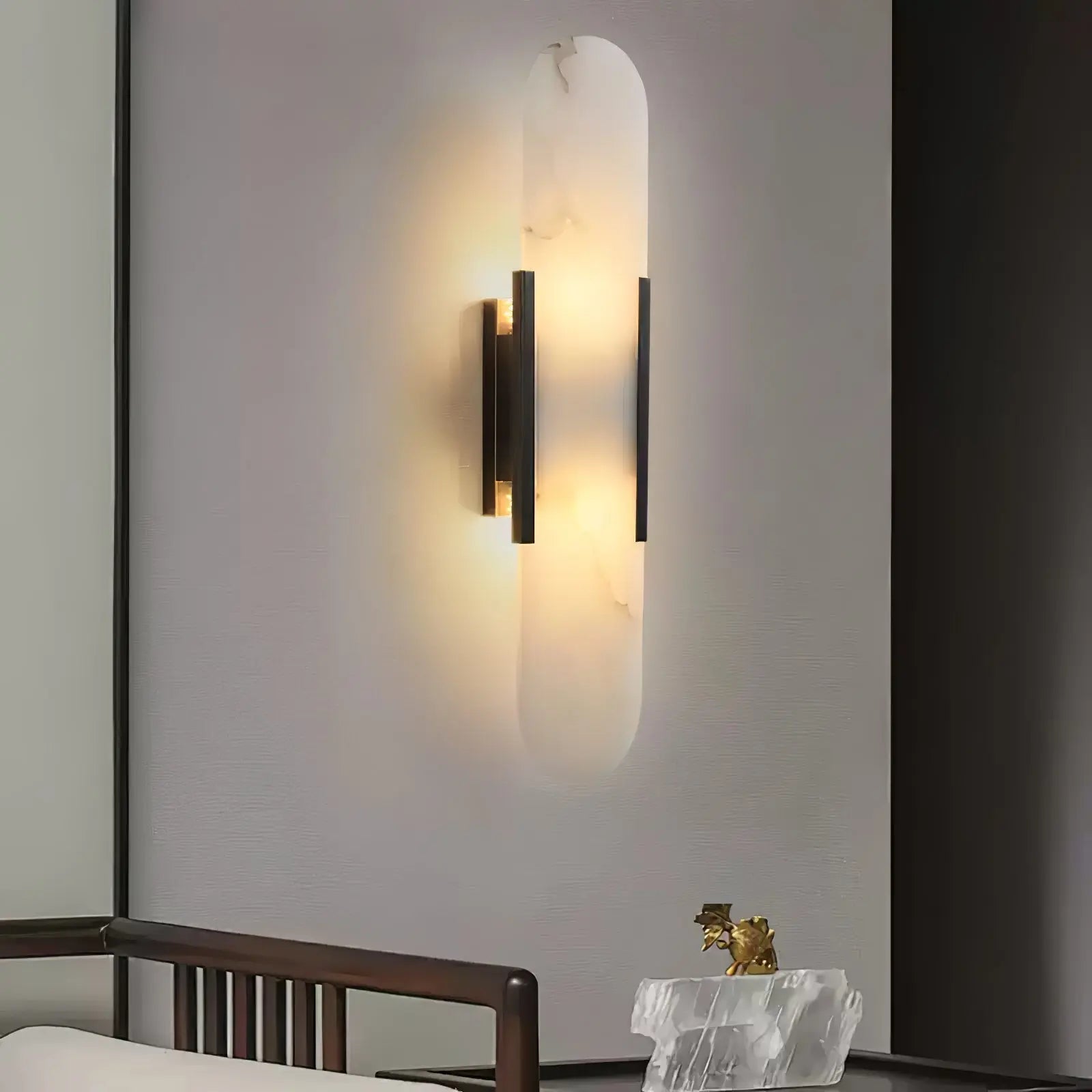 D. Oblong Alabaster Wall Sconce Erbstuk