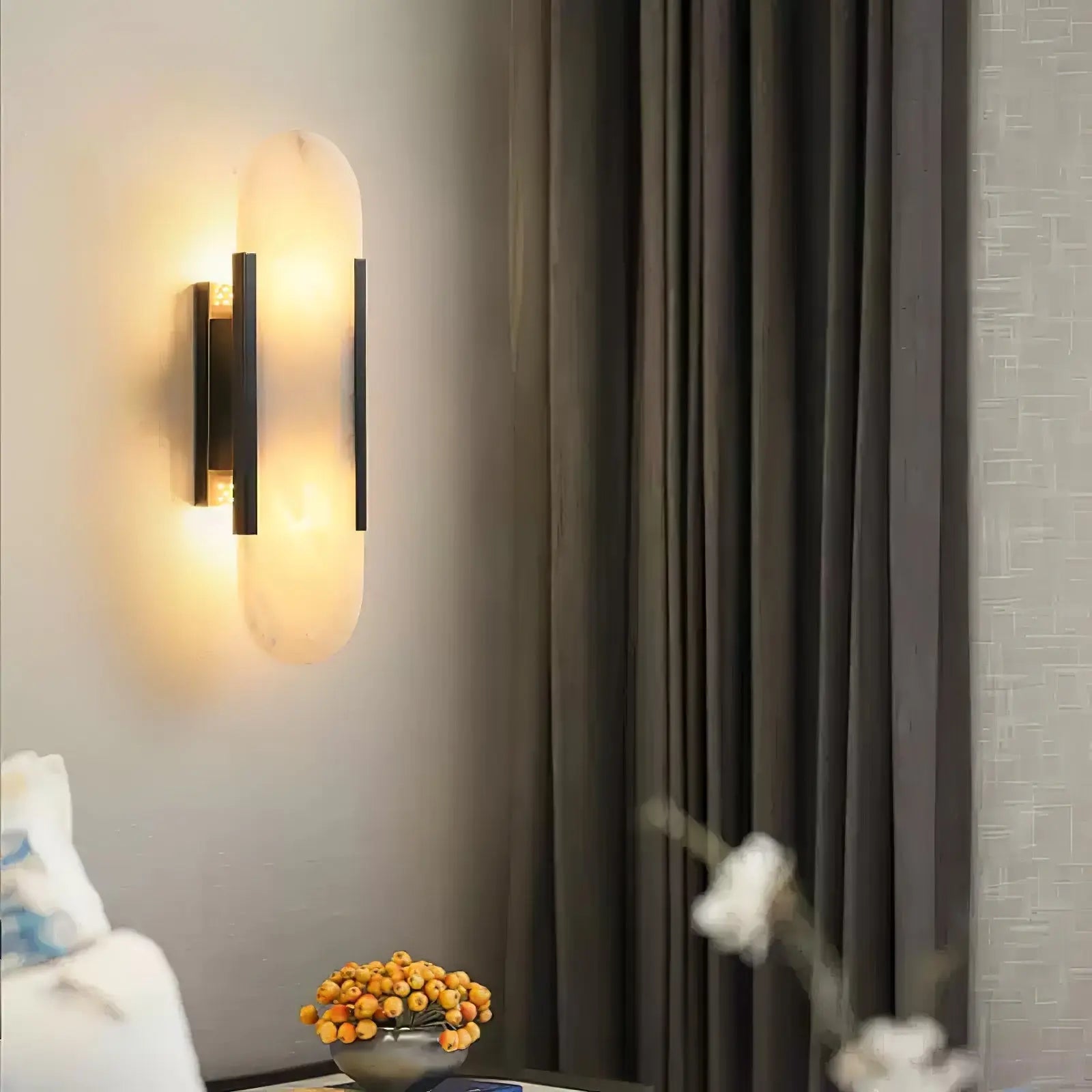 D. Oblong Alabaster Wall Sconce Erbstuk