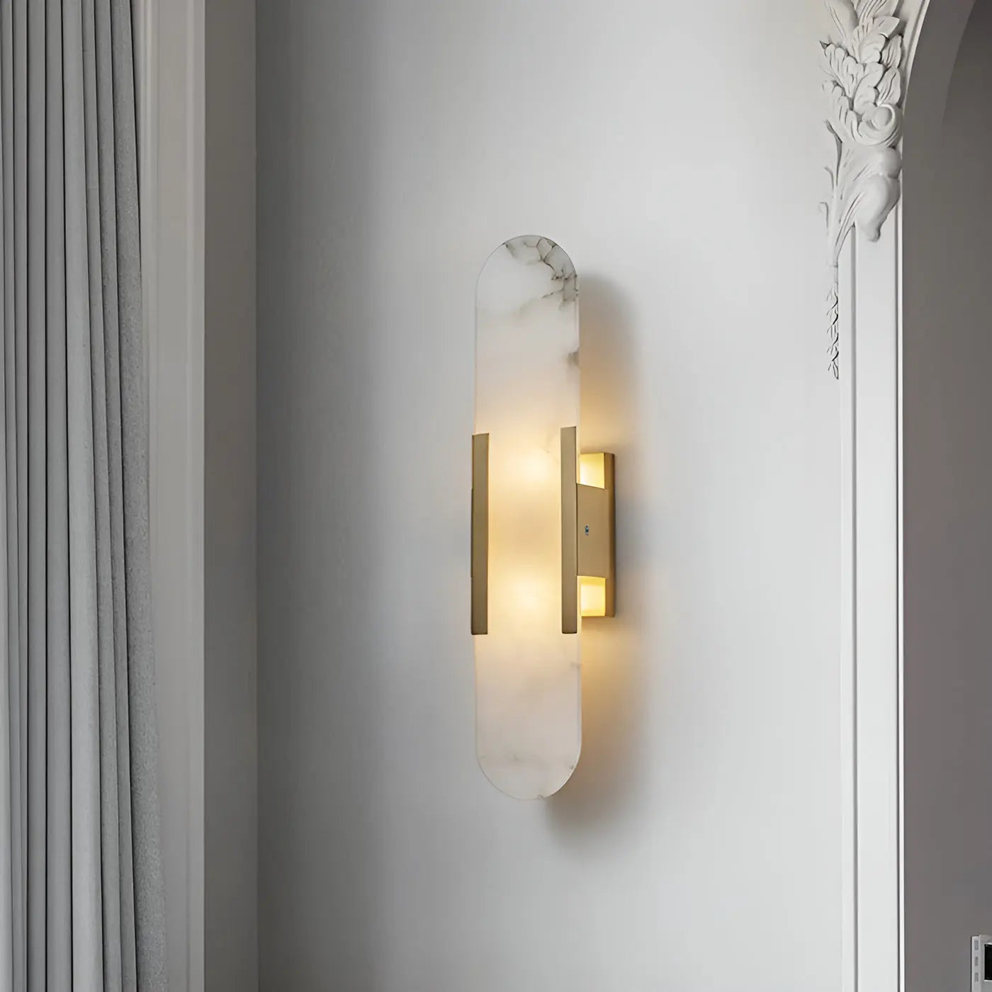 D. Oblong Alabaster Wall Sconce Erbstuk