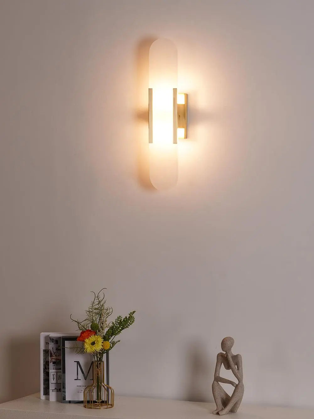 D. Oblong Alabaster Wall Sconce Erbstuk