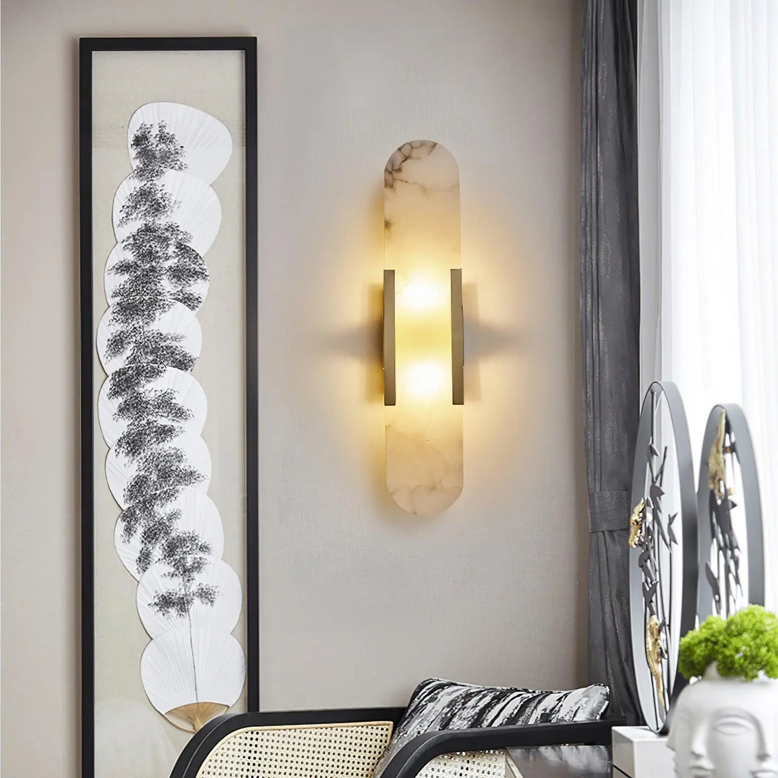 D. Oblong Alabaster Wall Sconce Erbstuk