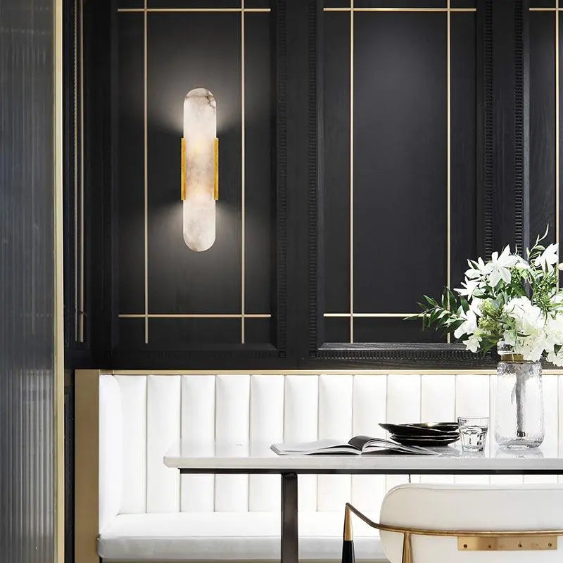 D. Oblong Alabaster Wall Sconce Erbstuk