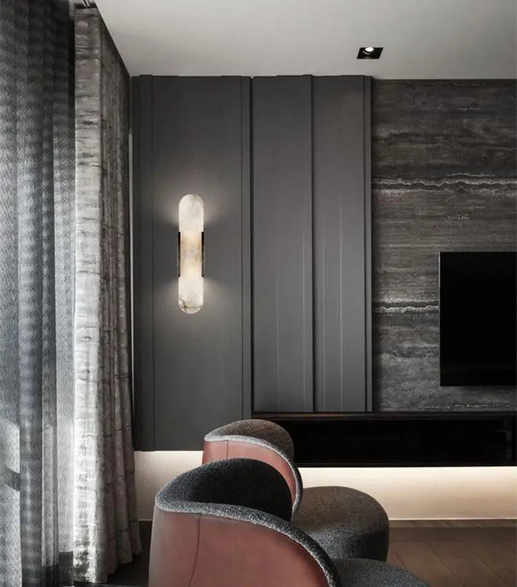 D. Oblong Alabaster Wall Sconce Erbstuk