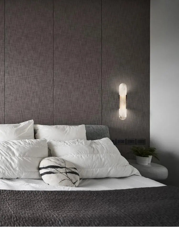 D. Oblong Alabaster Wall Sconce Erbstuk