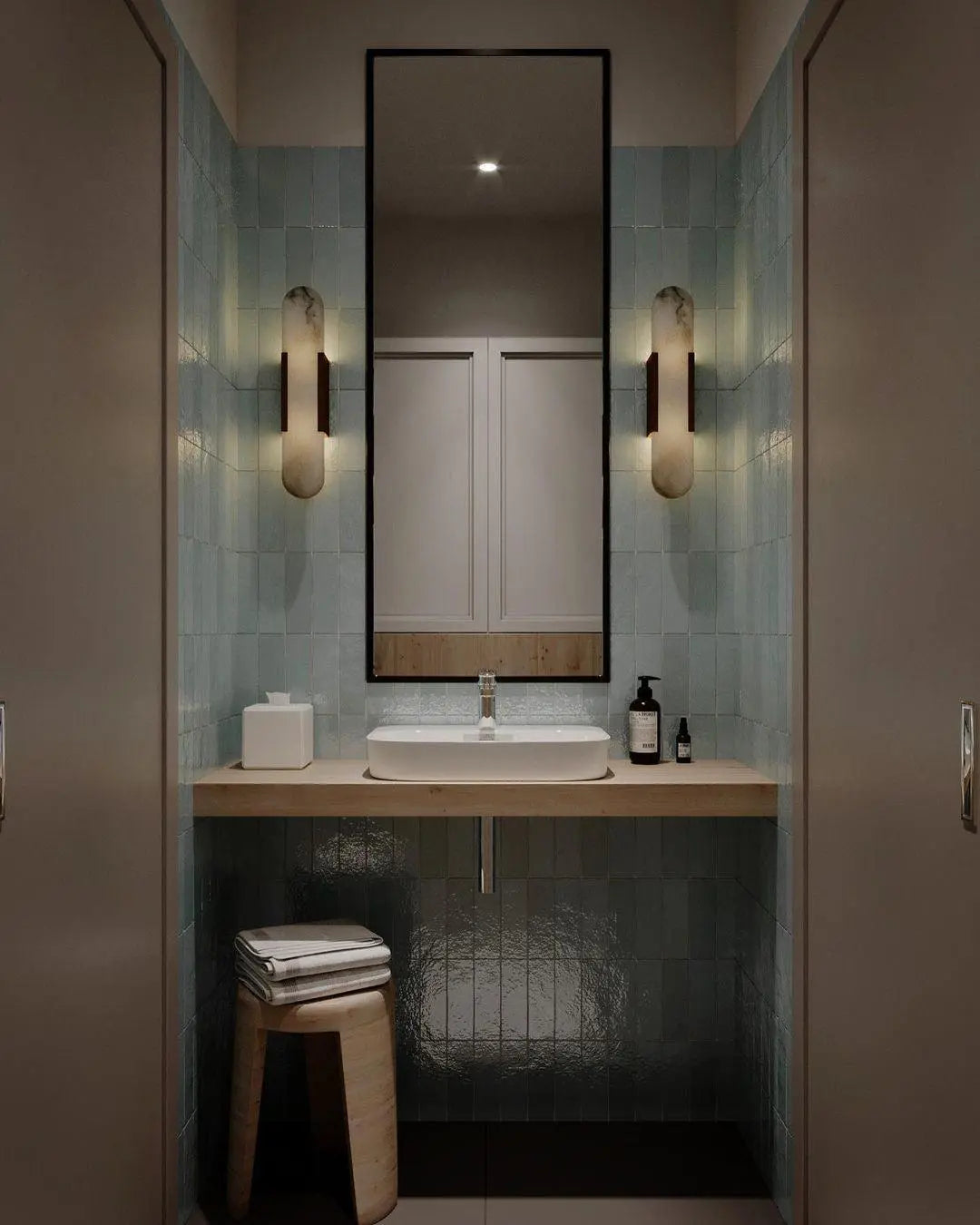 D. Oblong Alabaster Wall Sconce Erbstuk