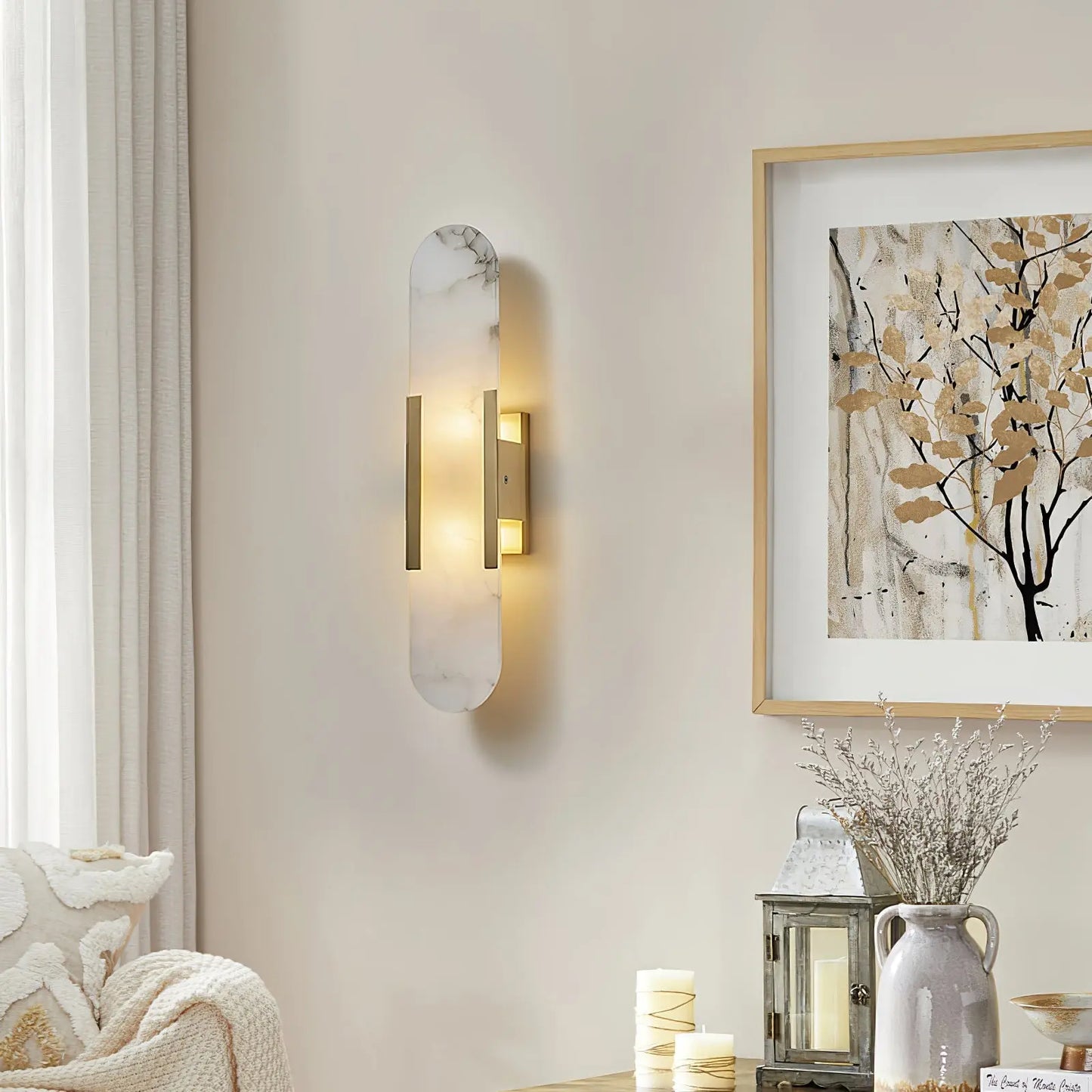 D. Oblong Alabaster Wall Sconce Erbstuk